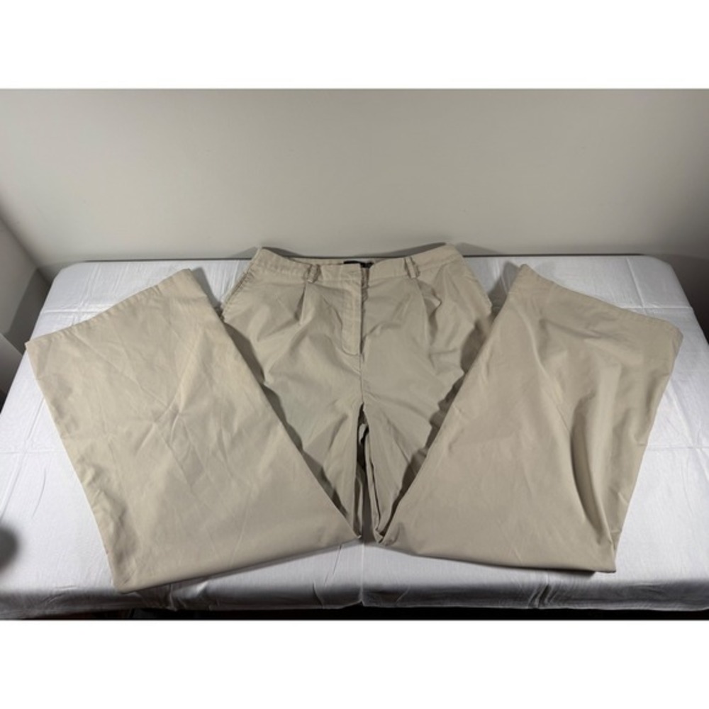 PrettyLittleThing Stone Wide Leg Pleated Trousers Beige High Waisted Pants US 10